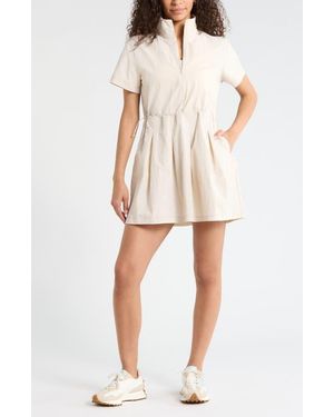 Zella Nylon Pleated Fit & Flare Dress - Natural