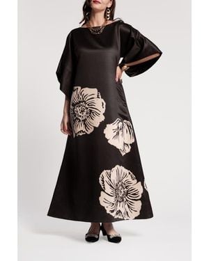 Frances Valentine Spinnaker Maxi Dress Carefree Chrysanthemum - Black