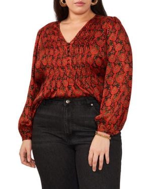 1.STATE Floral Print Woven Shirt - Red