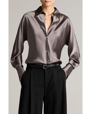 Vince Silk Button-Up Shirt - Black