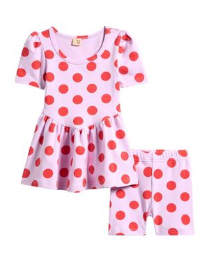 ALL SMALL.CO Kids' Polka Dot Mini Dress & Shorts Set - Red