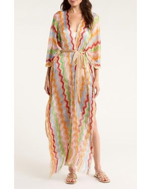 Elan Chevron Cover-Up Caftan - Multicolor