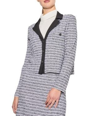 Ming Wang Heritage Fit Mixed Media Button Front Jacket - Gray