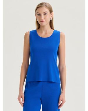 Misook Double Scoop Neck Mylana Knit Tank - Blue