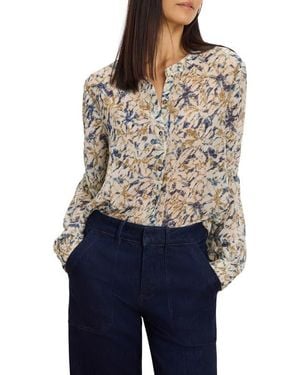NIC+ZOE Bloomsbury Chiffon Button-Up Shirt - Blue