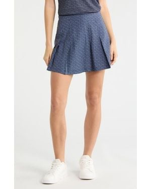 Greyson Ashe Print Pleated Performance Skirt - Blue