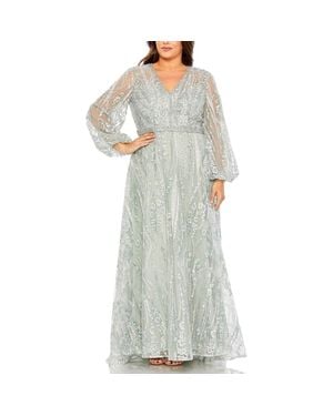 Mac Duggal Embroidered Flutter Sleeve A Line V Neck Dress in Pink | Lyst