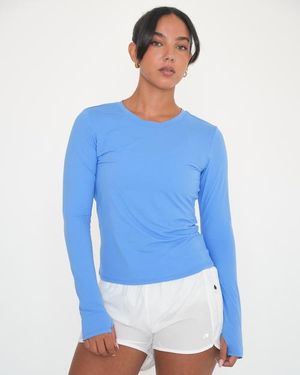 Rebody Active Raya Mid Length Compression Nylon Long Sleeve Top - Blue