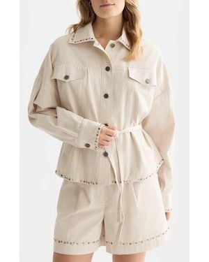 Scotch & Soda Embellished Cotton Trucker Jacket - Natural