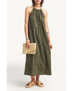 Vitamin A Alora Embroidered Organic Cotton Cover-Up Maxi Dress - Green