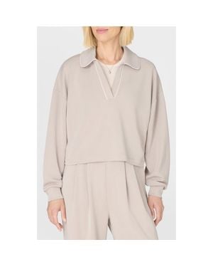 Sweaty Betty Sand Wash Crop Henley Sweatshirt - Gray