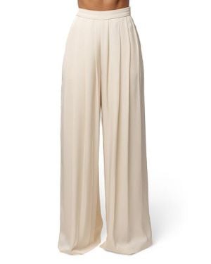 JLUXLABEL Clara Pleated Wide Leg Pants - Natural