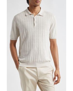 Boglioli Short Sleeve Linen & Cotton Polo Sweater - White