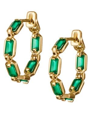 Lito Generosity Agate Hoop Earrings - Green