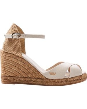 VISCATA Aiguablava Canvas Espadrille Sandal Wedges - Natural