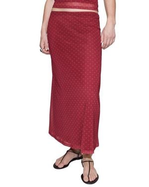Mango Polka Dot Tulle Maxi Skirt - Red