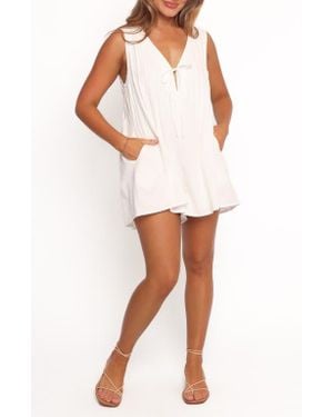 Petal & Pup Sleeveless Cotton Tie Front Romper - White
