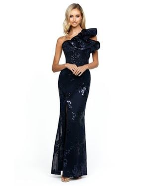 Bariano Jessie One Shoulder Gown - Blue