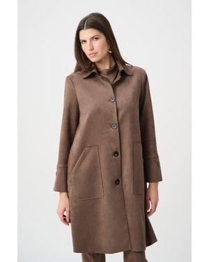 Joseph Ribkoff Suede Straight Coat - Brown