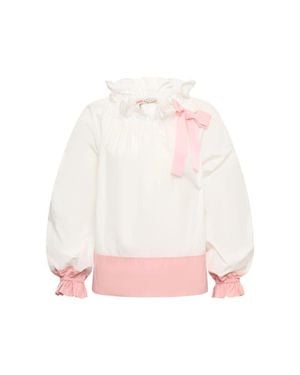 Maison Common Taffeta Blouse With Bloon Sleeves And Bow - Pink