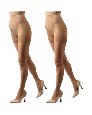 Memoi 2-Pack Smoother Tights - Brown