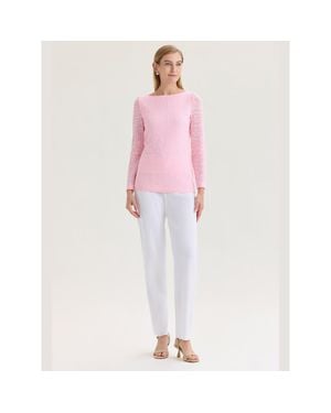 Misook Lined Tonal Burnout Soft Knit Tunic - Pink