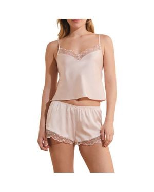 Etam Infusion Lace Trim Satin Camisole - Pink