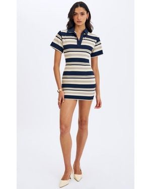 Miss Circle Whitley Piqué Cotton Striped Collared Mini Dress