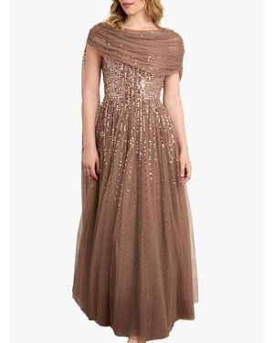 Needle & Thread Moonlight Sequin Draped Gown - Brown