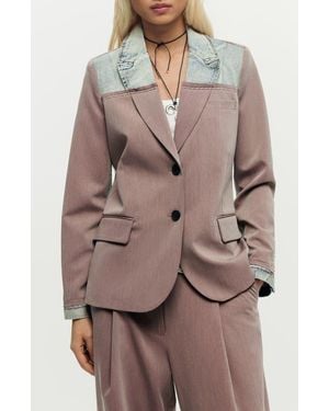 Desigual Denim Trim Blazer - Brown
