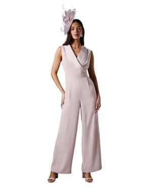 Coast Crepe V-Neck Wrap Wide Leg Jumpsuit - Pink