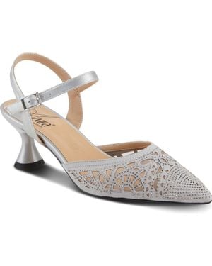 AZURA BY SPRING STEP Delicate Ankle Strap Pointed Toe Pump - Metallic