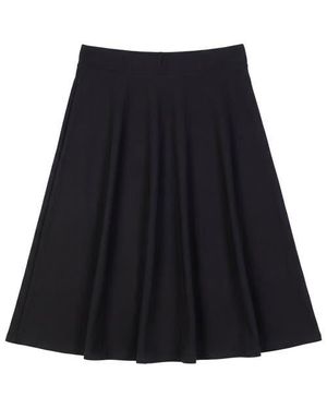 Belle Couture Flared Waist Comfort Stretch Knit Midi Skirt - Black