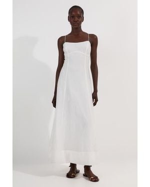Karen Millen Strappy Woven Midi Dress - Natural