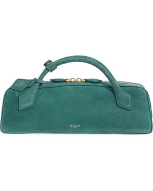 Alaïa Le Teckel Suede East/West Clutch - Green
