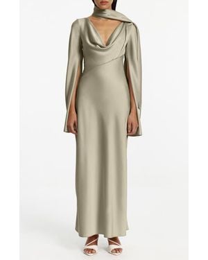 Significant Other Luka Long Sleeve Satin Gown - Natural