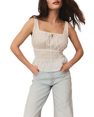 Next Sleevless Smocked Pin Dot Camisole - White