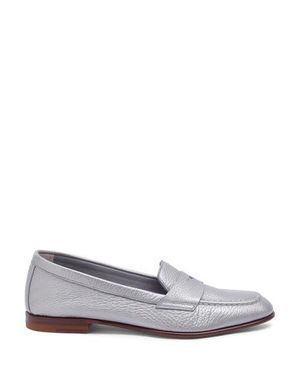 Santoni Tumbled Leather Penny Loafer - Gray