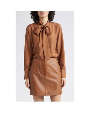 Marella Leather Miniskirt - Brown