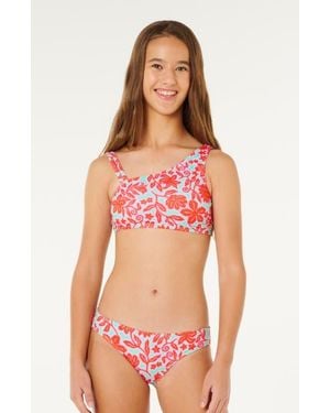 Rip Curl Kids' Sunshine Squad Rib Two-Piece Swimsuit - Red