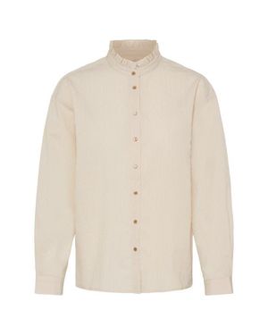 Ichi Luanna Ruffle Collar Striped Shirt - White