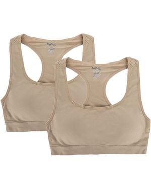 Memoi 2 Pair Pack Racerback Sports Training Bra - White