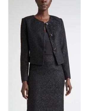 St. John Compact Tape Tweed Jacket - Black