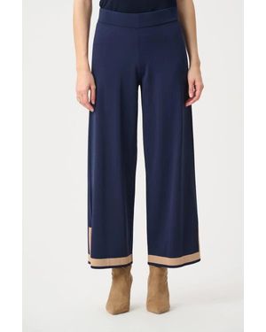 Joseph Ribkoff Sweater Knit Color Block Culotte Pants - Blue