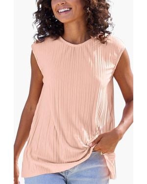 Lascana Pleated Cap Sleeve Top - Pink