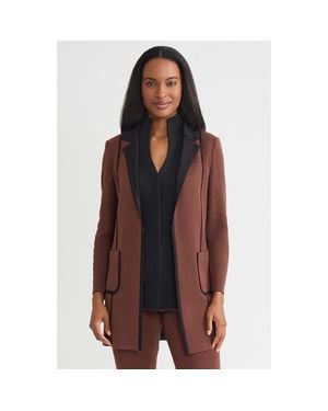 Misook Hertiage Two-Tone Knit Jacket - Brown