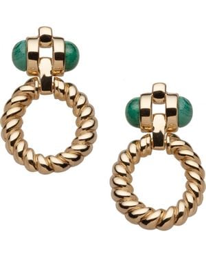 Jennifer Zeuner Davis Malachite Hoop Drop Earrings - Metallic
