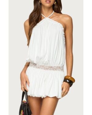Edikted Aida Open Back Bubble Hem Minidress - White