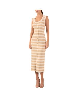 Endless Rose Stripe Knit Midi Dress - Natural