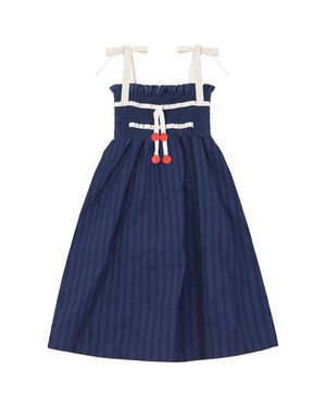 Lola Smocked Bodice Ruffle Edge Maxi Sweater - Blue